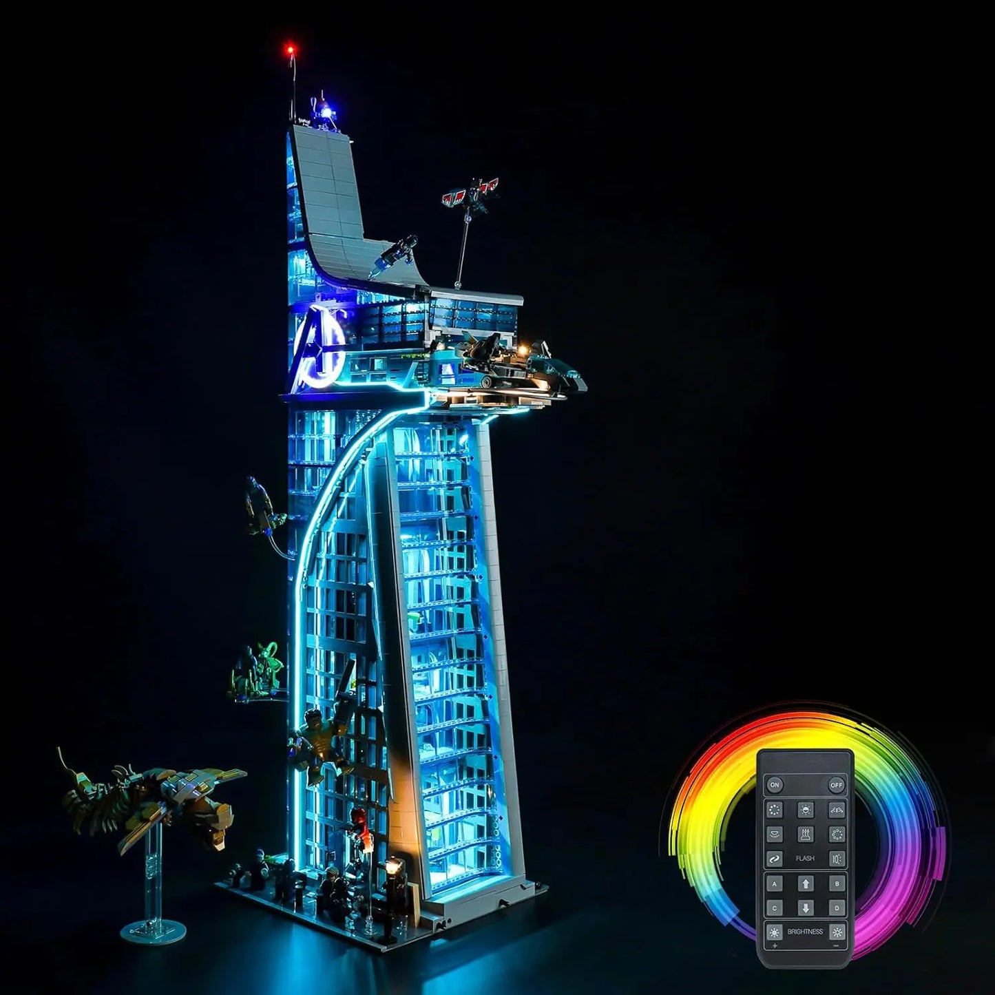 Upgraded Led Light Kit for Lego Avengers Tower Battle Building Toy Set, Remote Version Compatible with Lego 76269, Gift Idea for
