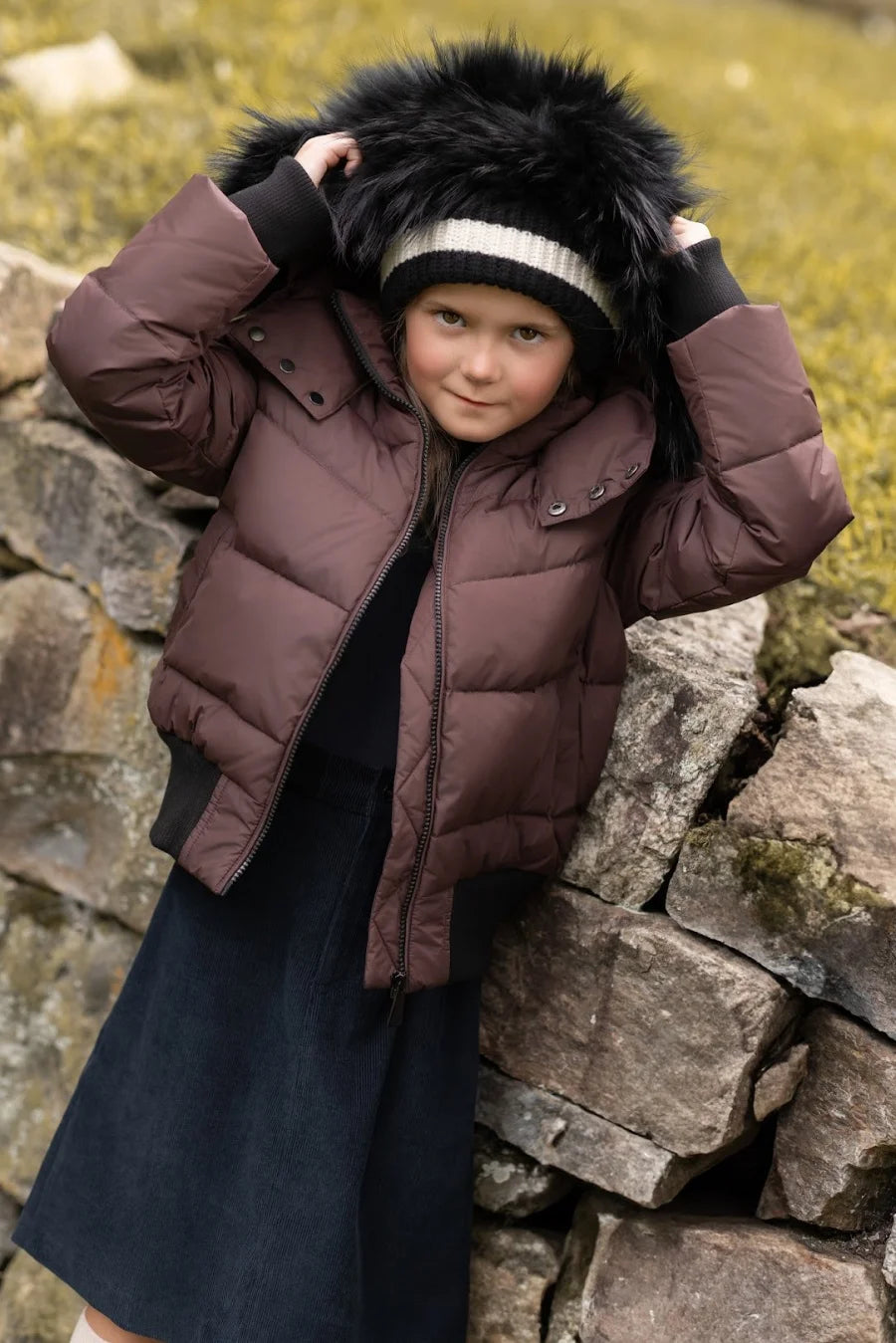 AP 2025 winter design waterproof fabric children down coat for girls and boys clothes