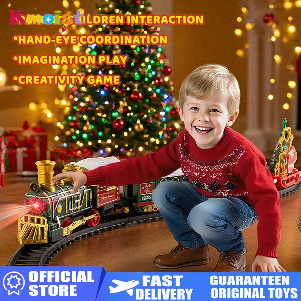 Christmas Train Set Model Car for Children with Steam and Light Adjustable Sound and Music Perfect Xmas Gifts for Kids