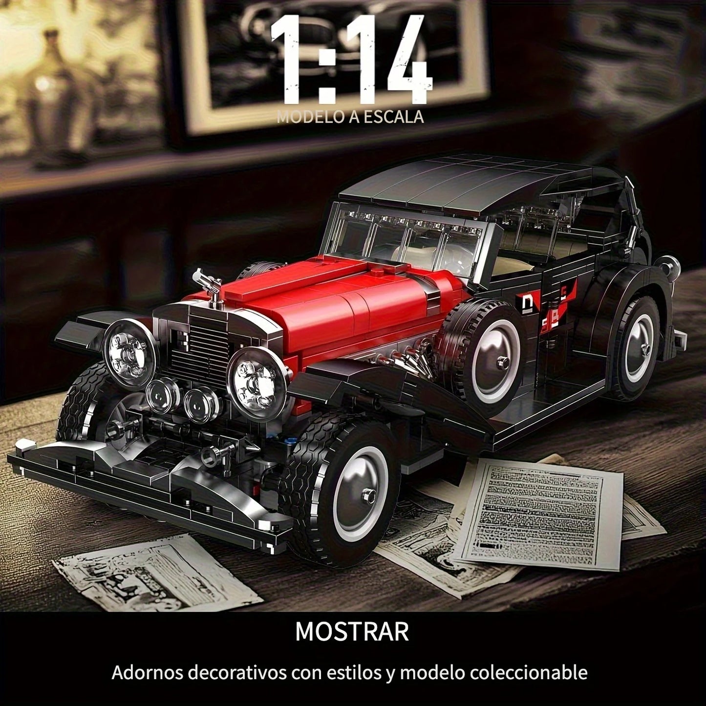 Mould King 10114 Classic Cars Building Kits, MOC Vintage Car Model Building Blocks Set, Gift For Kids Age 8+/Adult Collections Enthusiasts(1308 Pcs )