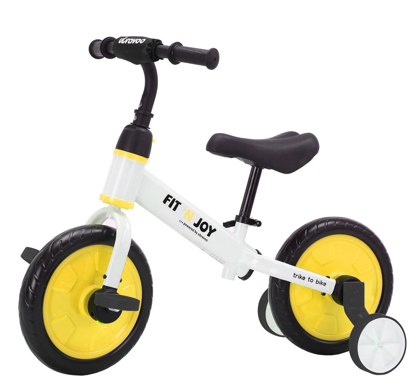 UBRAVOO Fit 'n Joy Beginner Toddler Training Bicycle for Boys Girls 2-4, 4-in-1 Kids Balance Bike with Pedals & Training Wheels