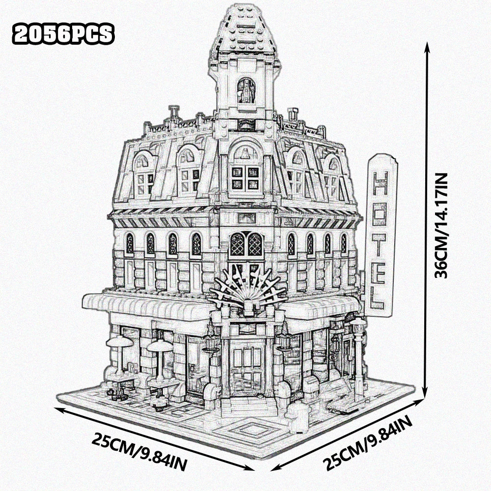 Creative Expert Brick Bank Cafe Corner Model MOC Street View House Building Blocks Toys Pet Book Shop Town Hall Downtown Diner