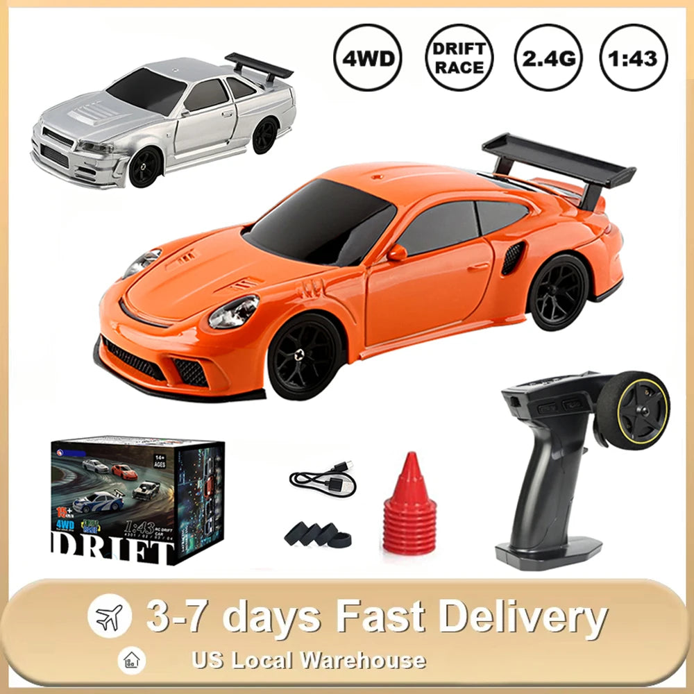 1/43 RC Drift Car 2.4G 15km/h High speed Mini Racing Vehicle 4WD Off-road Radio Control Cars with LED lights Toys US Shipping