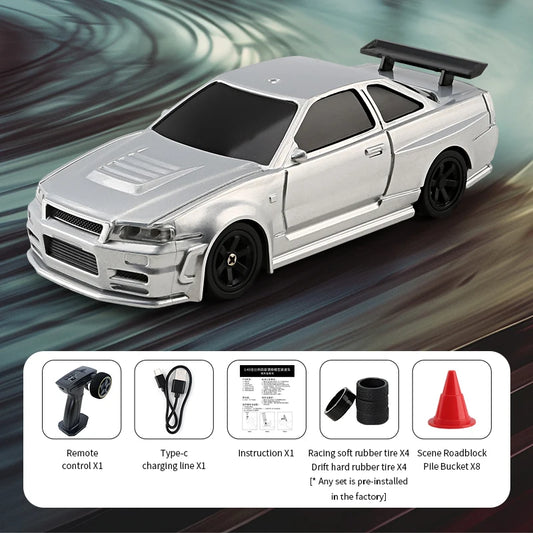 1/43 RC Drift Car 2.4G 15km/h High speed Mini Racing Vehicle 4WD Off-road Radio Control Cars with LED lights Toys US Shipping