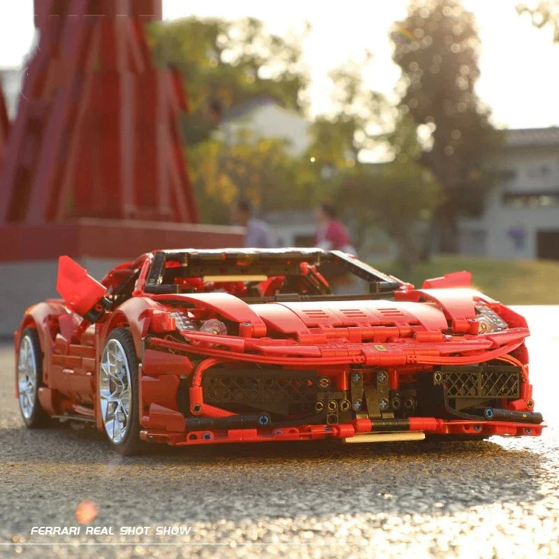 Kbox Red Sports Car Model Building Blocks – Home Decor, Festival Gift for Boys & Men, Stress-Relief ABS Construction Toy