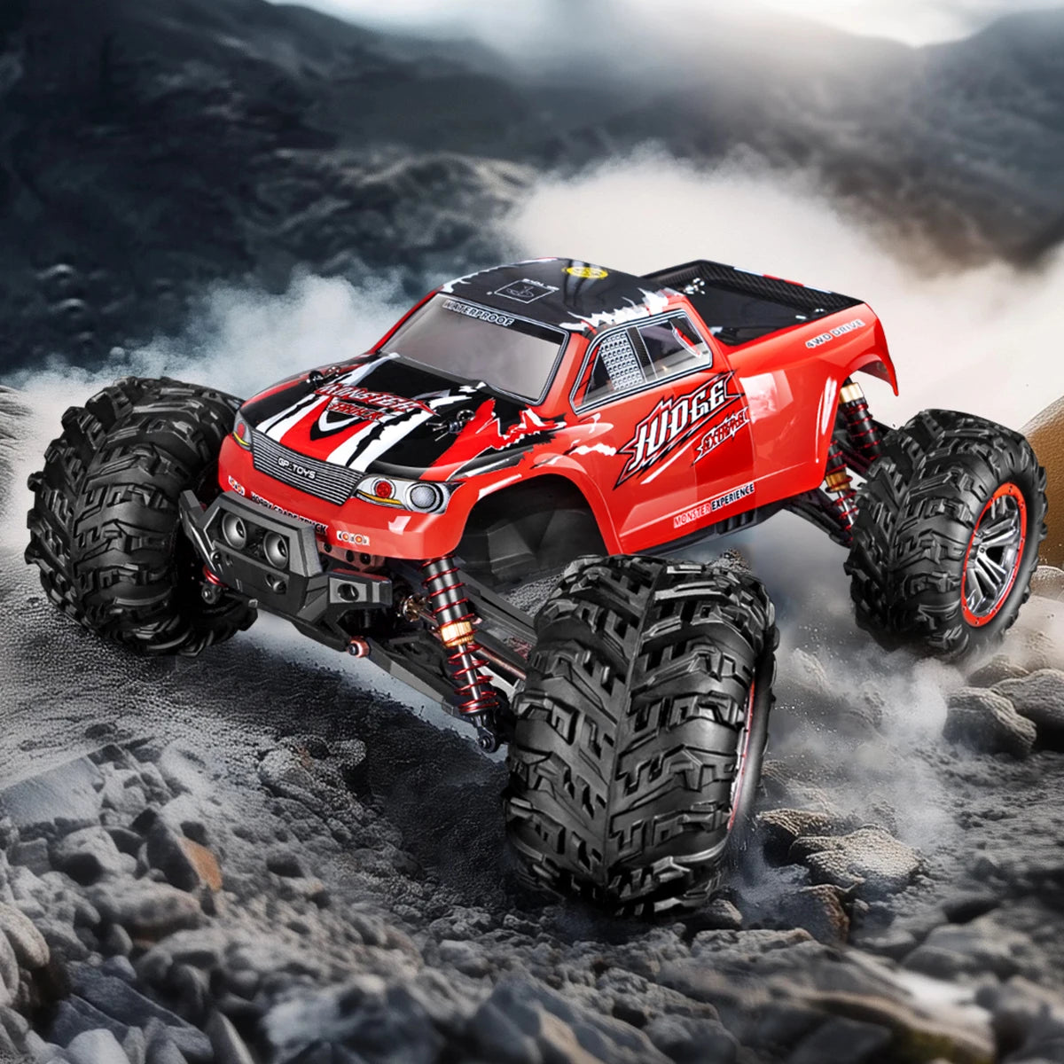 1:10 Off-Road All Terrain Remote Control Car, RC Monster Truck, Max 43 Km/H High Speed 4WD Electric RC Cars with 2.4 GHz Remote