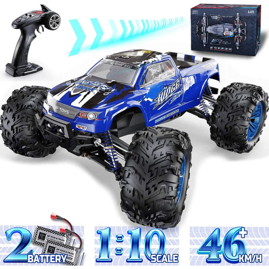 1:10 Off-Road All Terrain Remote Control Car, RC Monster Truck, Max 43 Km/H High Speed 4WD Electric RC Cars with 2.4 GHz Remote