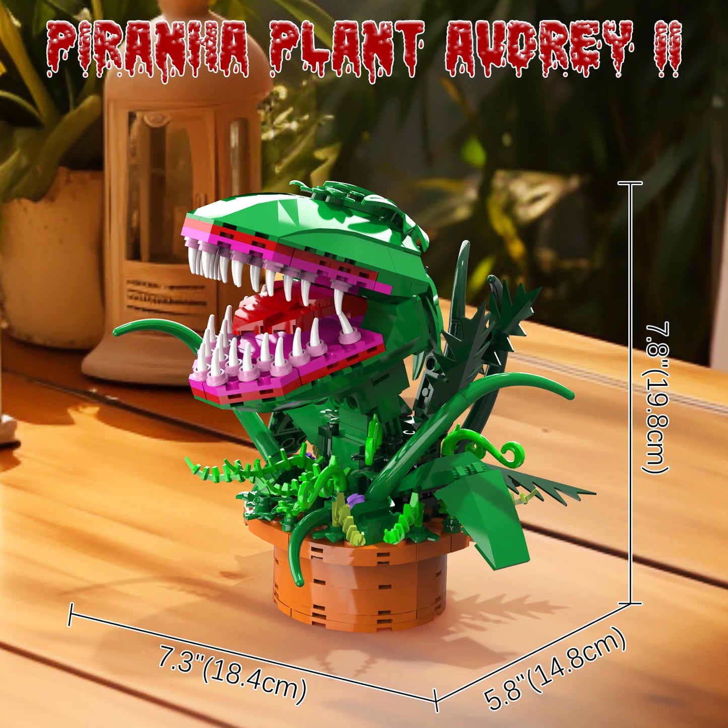 Audrey 2 Piranha Plant Bricks Compatible with Lego, Little Shop of Horrors Flowers Building Blocks, Gift for Halloween Christmas
