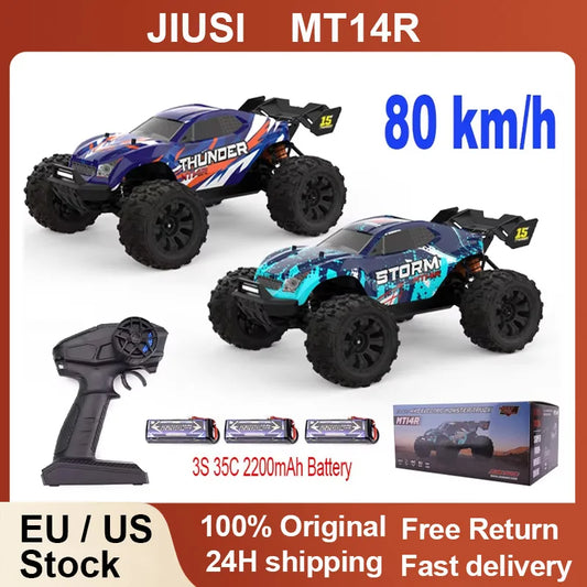 MT14R 1/14 RC Car JIUSI Brushless 80km/h 2.4G Remote Control Car High Speed Off-road Racing Car 23-26 mins Working Time RC Toys