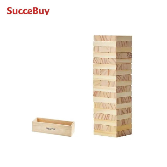SucceBuy Tumbling Timber Toy Tumble Tower Blocks Game Pine Wood Tumbling Tower Game with Storage Crate Wooden Stacking Game