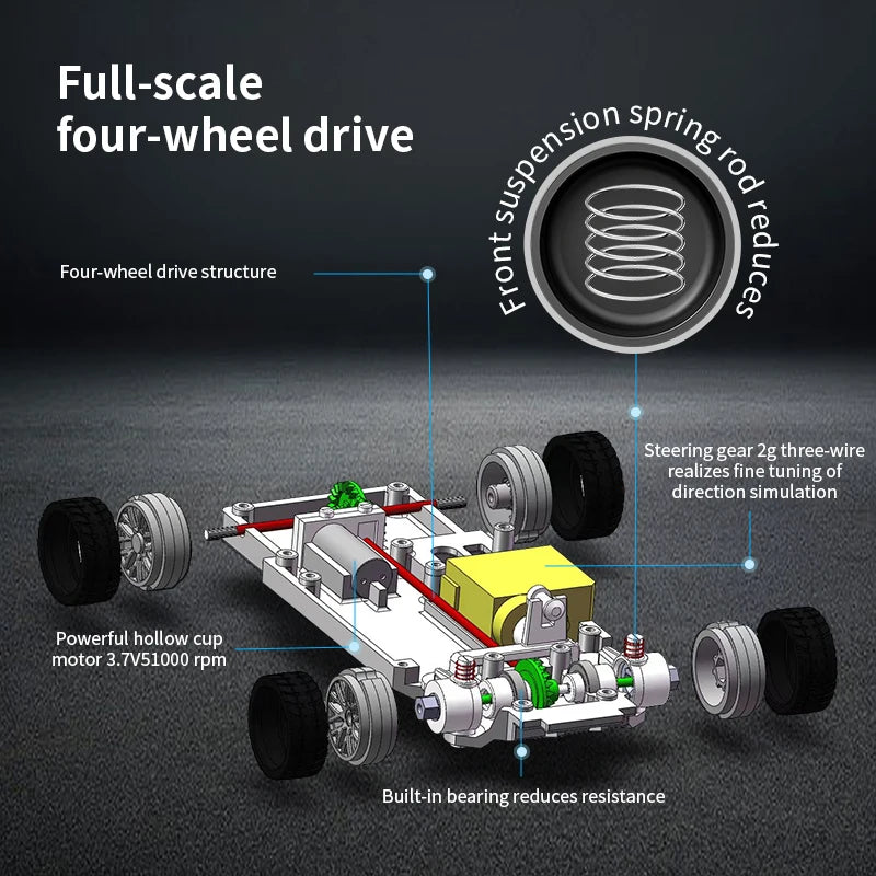 1/43 RC Drift Car 2.4G 15km/h High speed Mini Racing Vehicle 4WD Off-road Radio Control Cars with LED lights Toys US Shipping