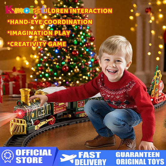 Christmas Train Set Model Car for Children with Steam and Light Adjustable Sound and Music Perfect Xmas Gifts for Kids