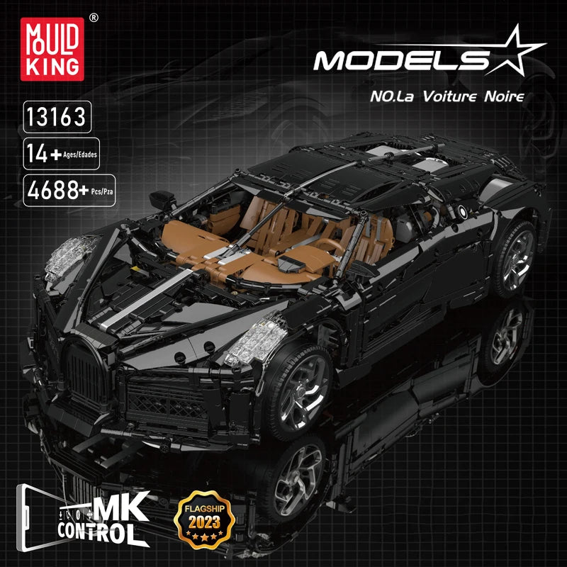 Mould King 13163 Technical Car Building Block The Remote Control La Voiture Noire Sport Car Model Toys Kids Christmas Gifts