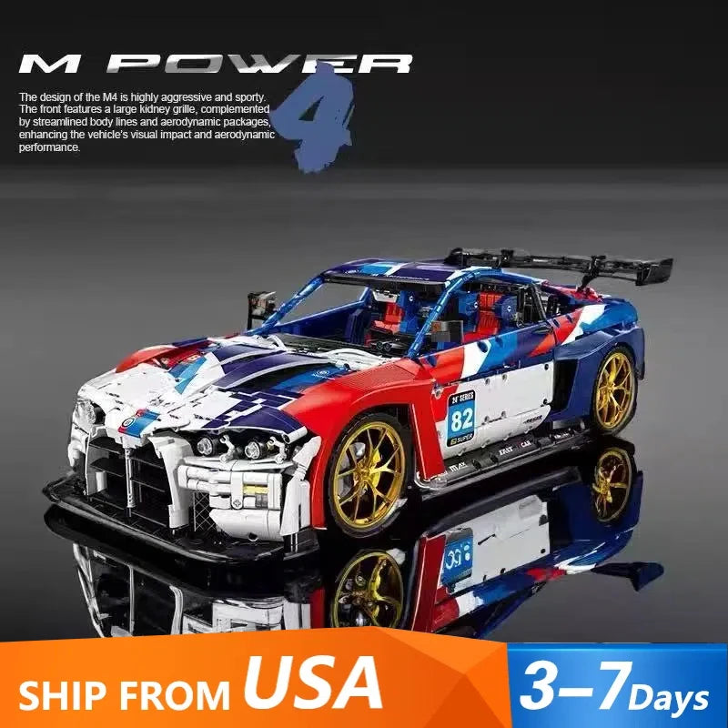 4556PCS MOC Technical M4 Supercar Building Blocks Set 1:8 Classic Sports Car Model Bricks DIY Assembly Toys Gift for Adults Kids