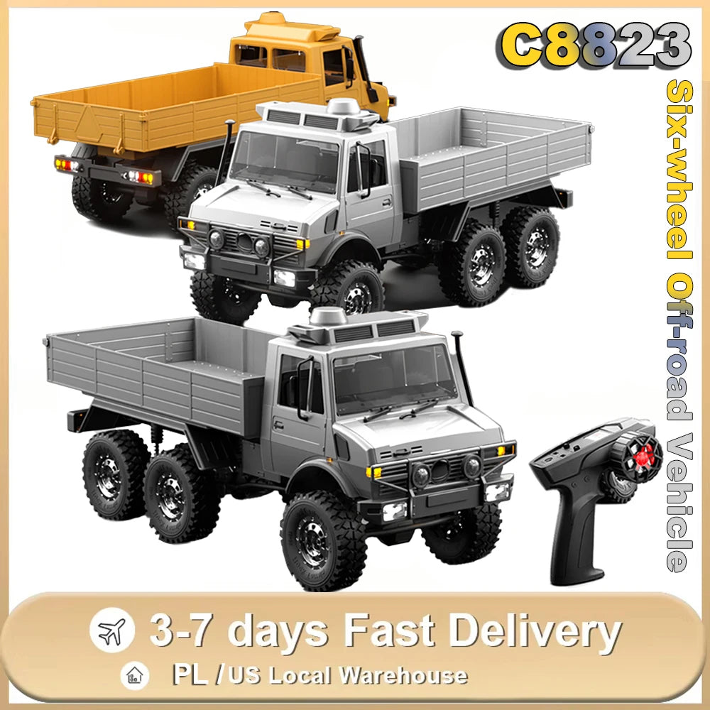 C8823 1/18 RC Car 6WD Off-road Remote Control Vehicle Transport Rescue Truck 2.4G High Speed Climbing Crawler Model Toys for kid