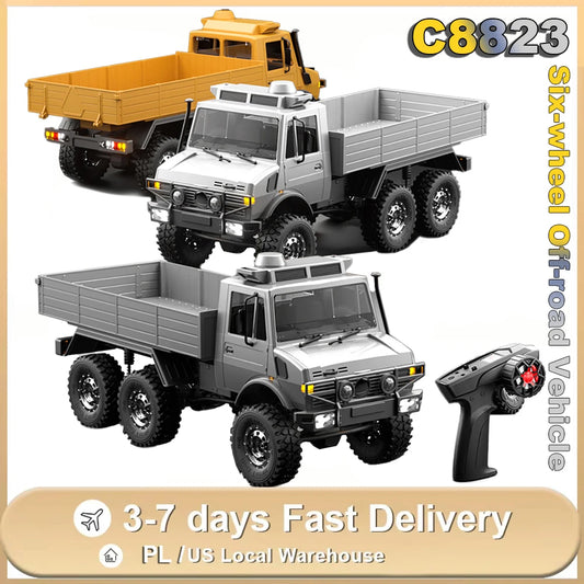 C8823 1/18 RC Car 6WD Off-road Remote Control Vehicle Transport Rescue Truck 2.4G High Speed Climbing Crawler Model Toys for kid