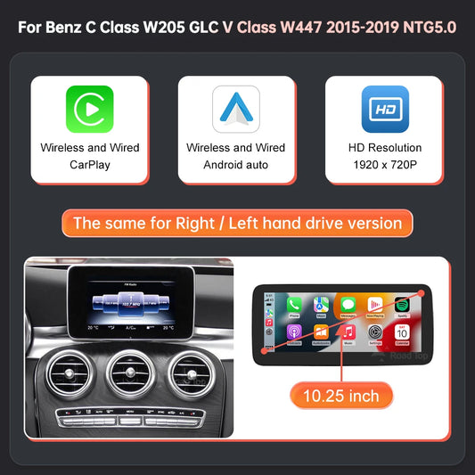 Linux Multimedia Screen Wireless CarPlay Android Auto for Mercedes-Benz W205 W176 GLC A C V Class W447 CLA GLA 2015-2018 NTG5.0