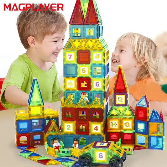 Magplayer Magnetic Building Blocks Construction Set Game Magnet Tiles Children Montessori Educational Toys For Kid Boy Girl Gift