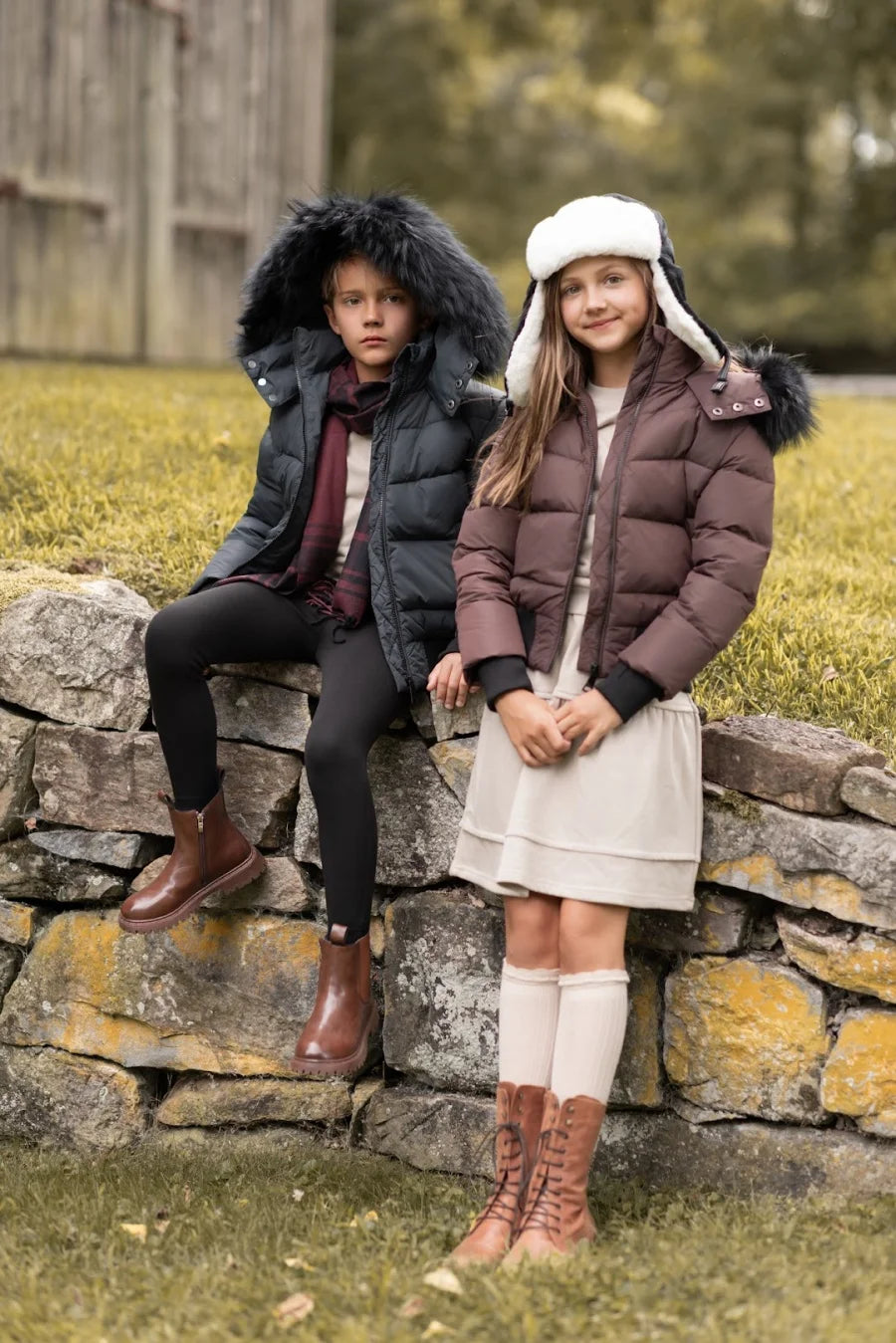 AP 2025 winter design waterproof fabric children down coat for girls and boys clothes