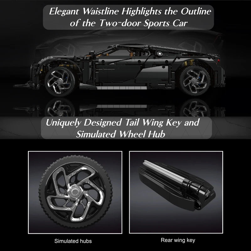 Mould King 13163 Technical Car Building Block The Remote Control La Voiture Noire Sport Car Model Toys Kids Christmas Gifts