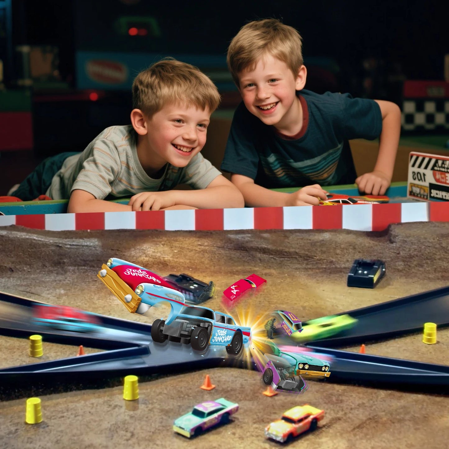 VATOS CRASH RACERS Track Speed Collision Racing Car Set Rechargeable Cars The Fast and The Furious Racing Toys Gifts Kids Game