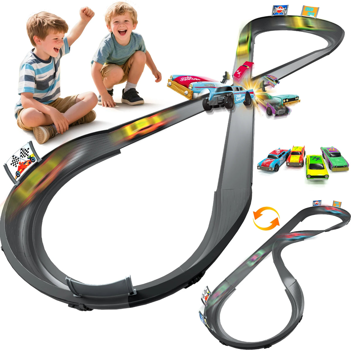 Crash Racing Set VATOS CRASH RACERS Track Speed Collision Racing Car Set Rechargeable C ...
